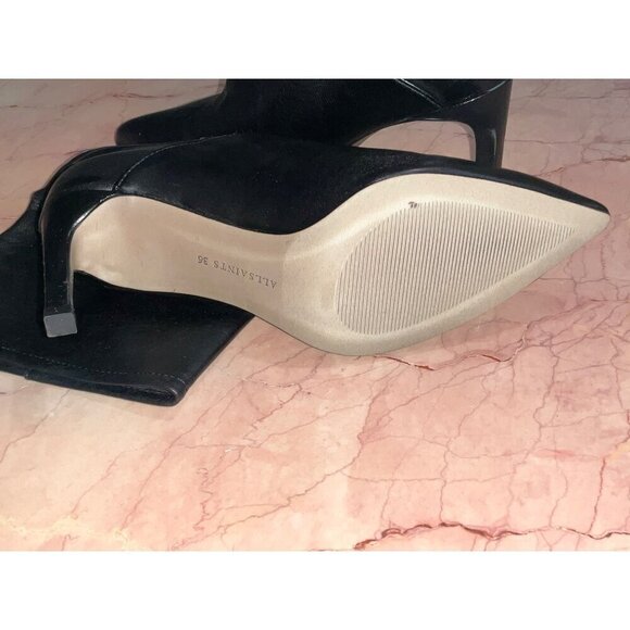 Allsaints Orlana Pointed Toe High Heel Slouch Boots in Black 6 with Box Womens - Picture 11 of 16